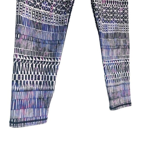 PRANA Roxanne Geometric Stripe Print Athletic Leggings Size M Black Blue Purple - Picture 4 of 7